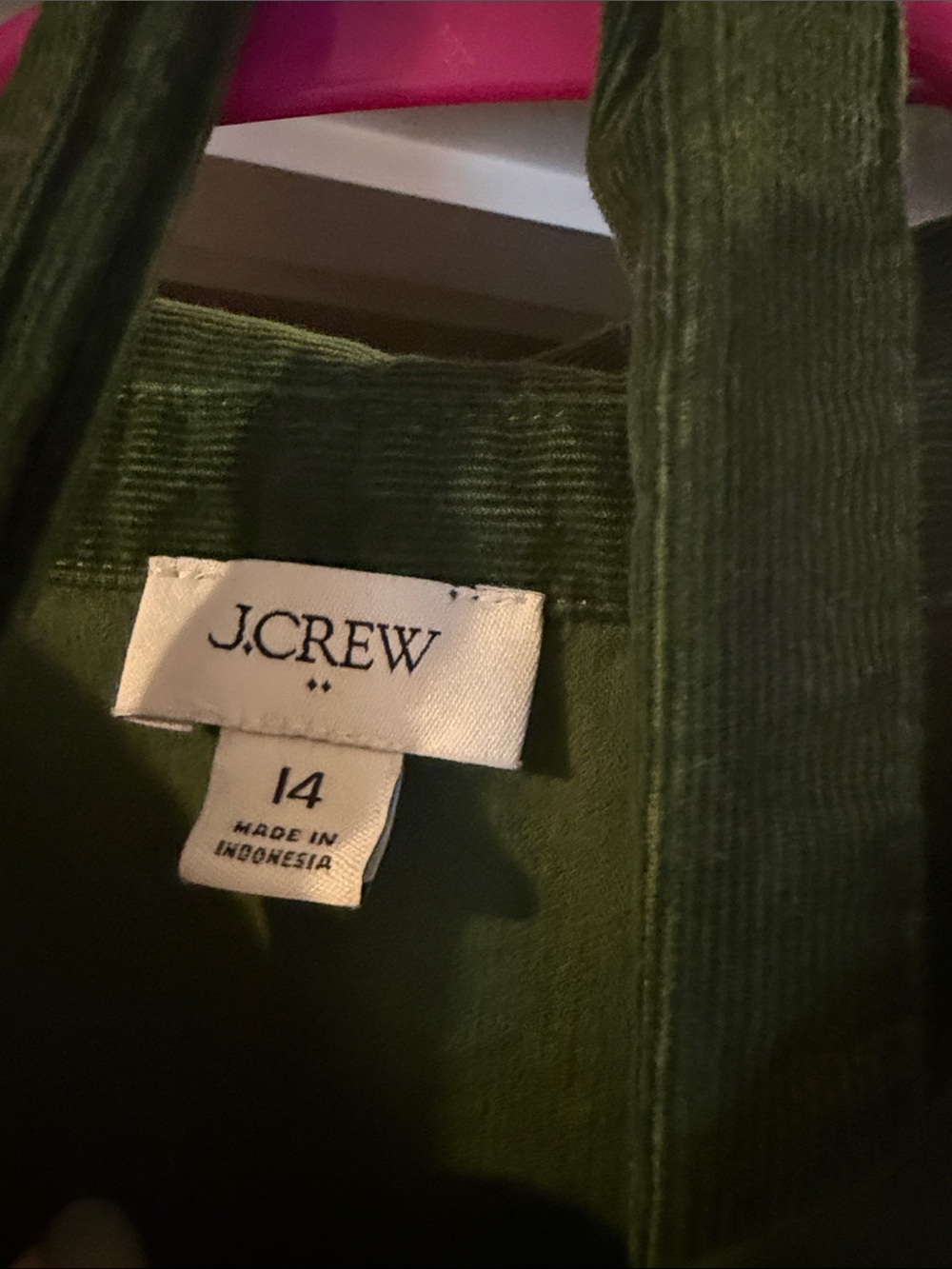 J. Crew Olive Green Corduroy Pinafore Dress